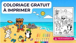 Lire la suite à propos de l’article Coloriage animaux mignons à imprimer : une partie de frisbee entre amis
