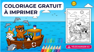 Lire la suite à propos de l’article Coloriage dauphin à imprimer : embarquez avec les MellowPaws Friends